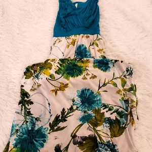 Gilli Teal and Floral Maxi Dress